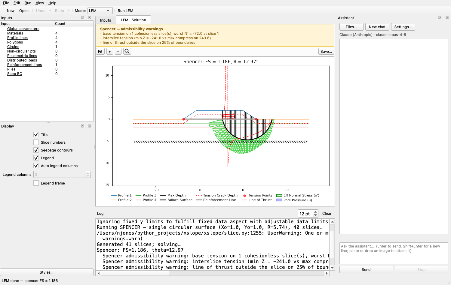 LEM Solution with admissibility warnings