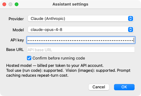Assistant Settings dialog