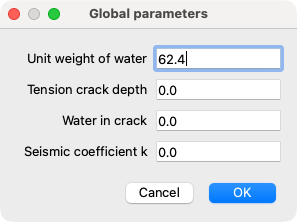 Global parameters form