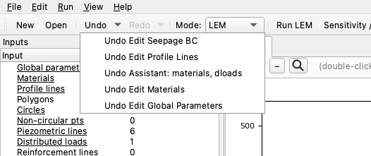 Undo history dropdown